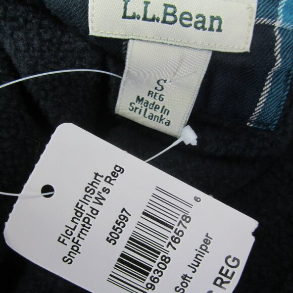NEW LL Bean Shacket Women S Teal Blue Green Plaid Flannel Shirt Fleece Lined NWT - Picture 4 of 8